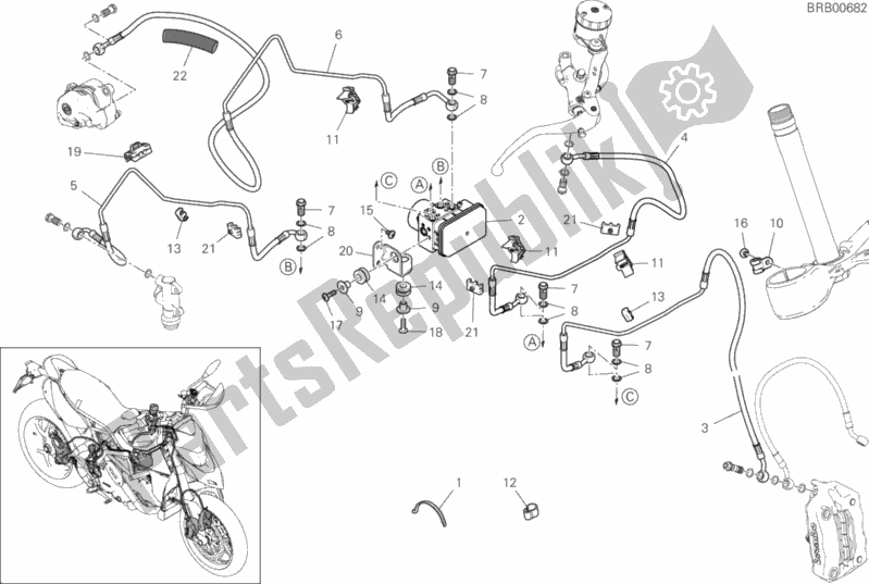 Tutte le parti per il Impianto Frenante Abs del Ducati Hypermotard 950 Thailand 2020
